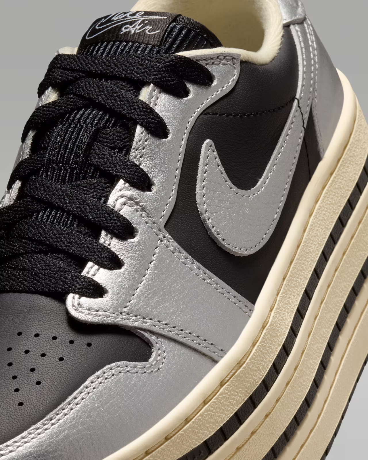 HV8288-001 Nike Air Jordan 1 Triple Stack "Metallic Silver/Black" (Women's)