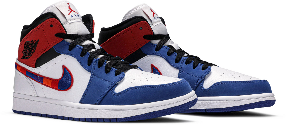 852542-146 Nike Air Jordan 1 Mid "White/Blue/Red" (Men's)