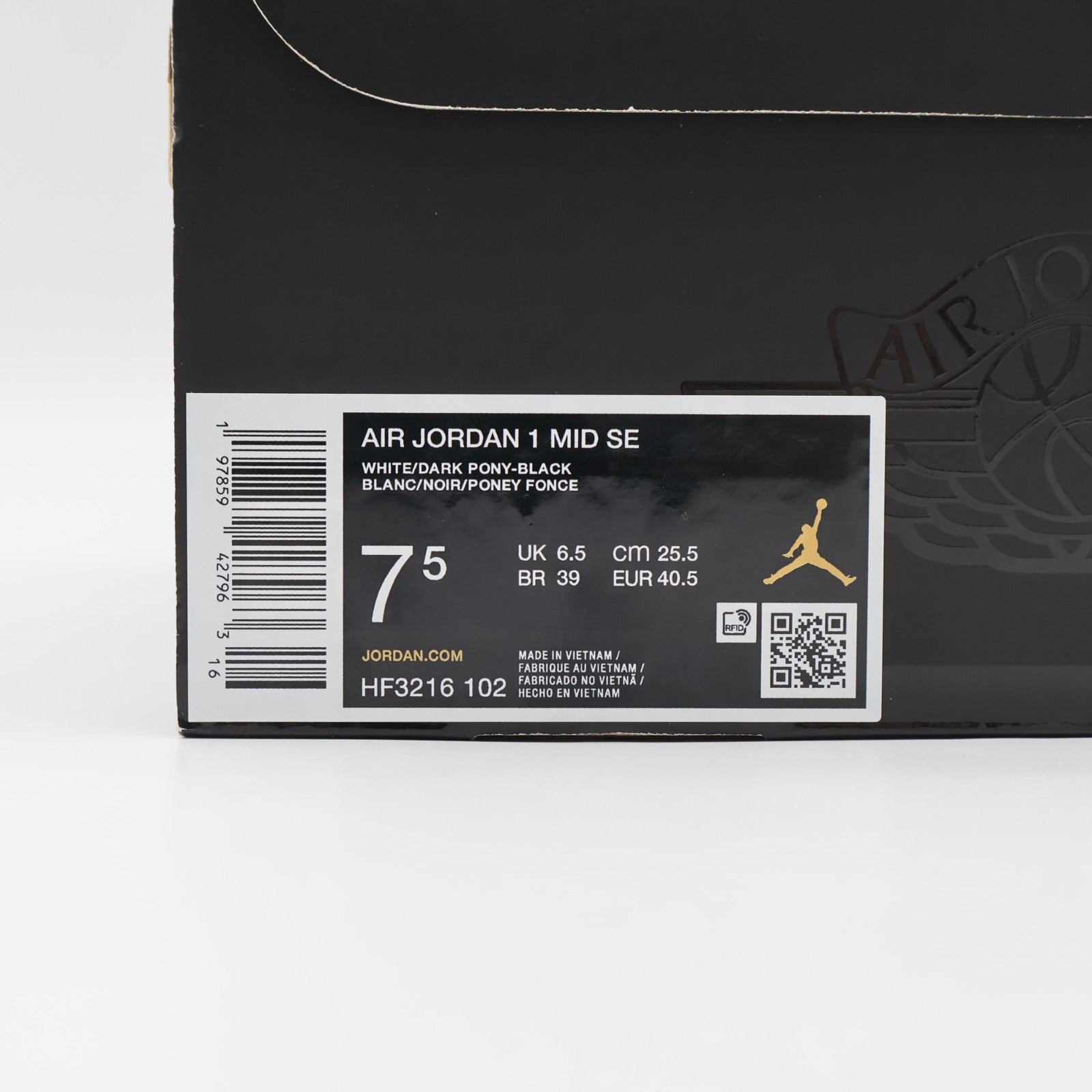 HF3216-102 Nike Air Jordan 1 Mid SE White Black Dark Pony (Men's)