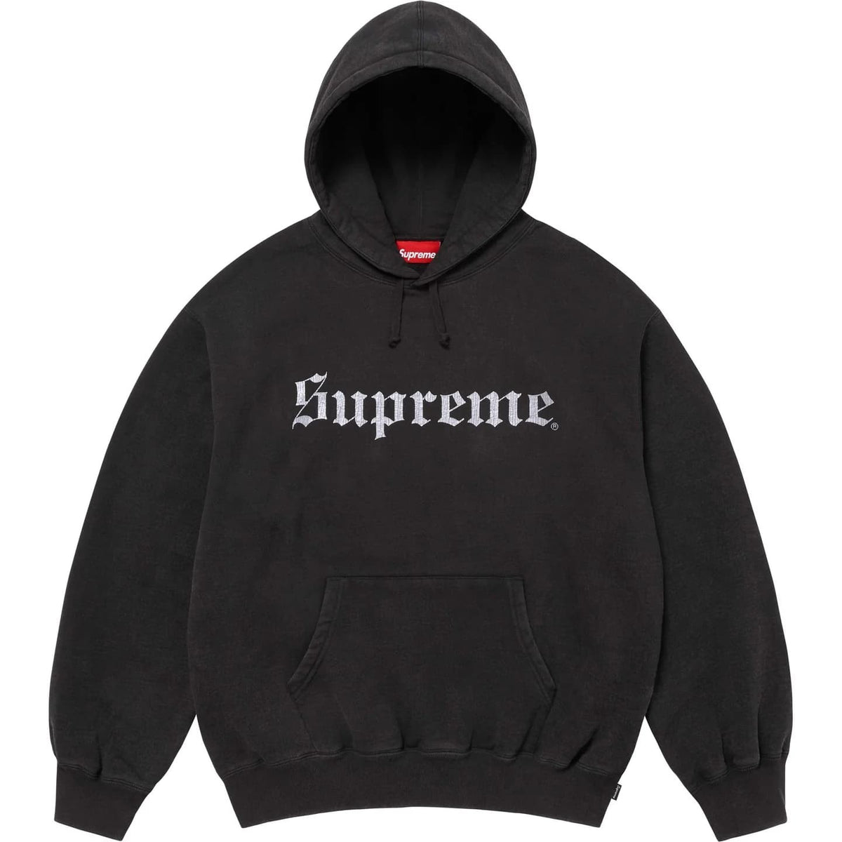 Supreme Washed Old English Hooded Sweatshirt Black