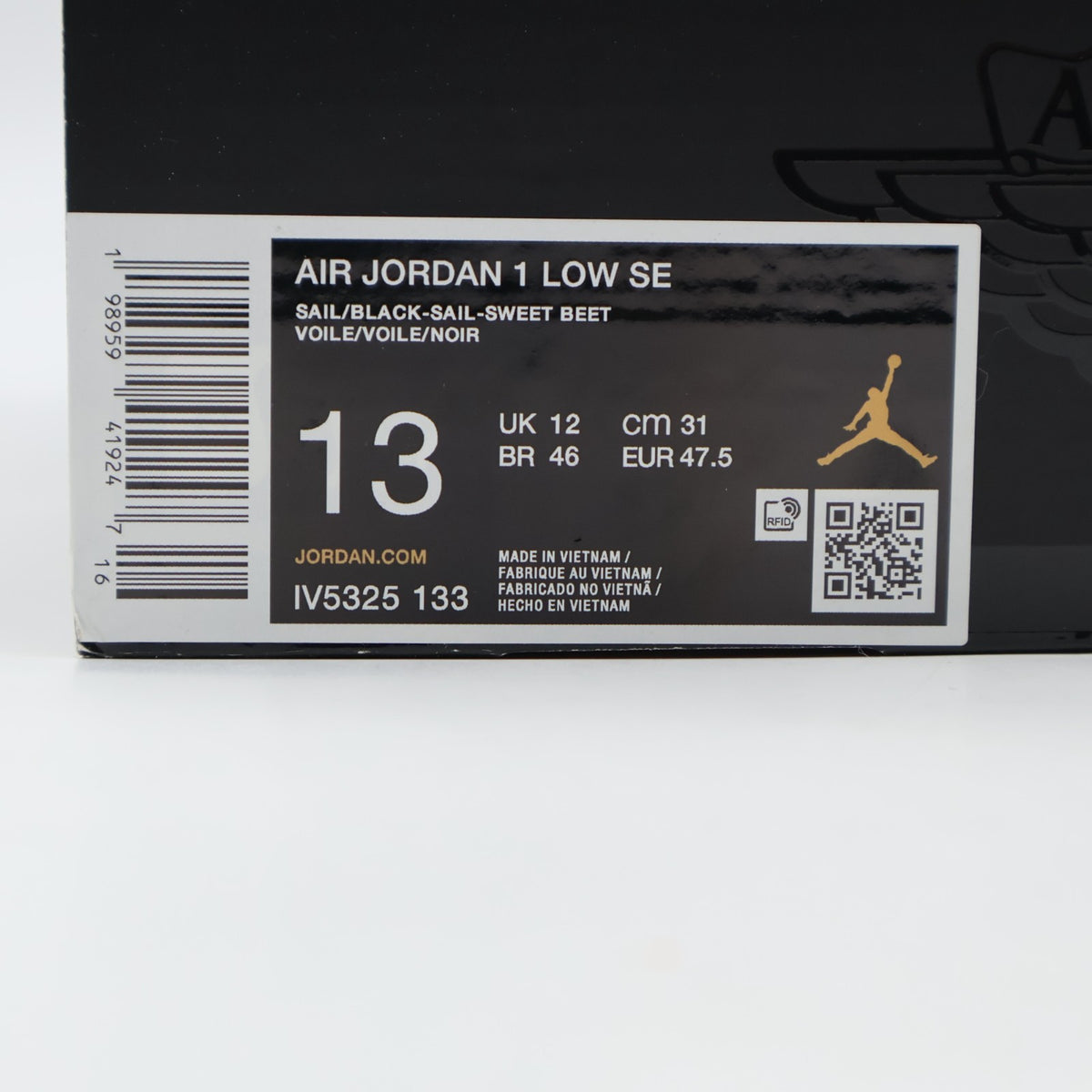 IV5325-133 Nike Air Jordan 1 Low SE Sail Black Sweet Beet (Men's)