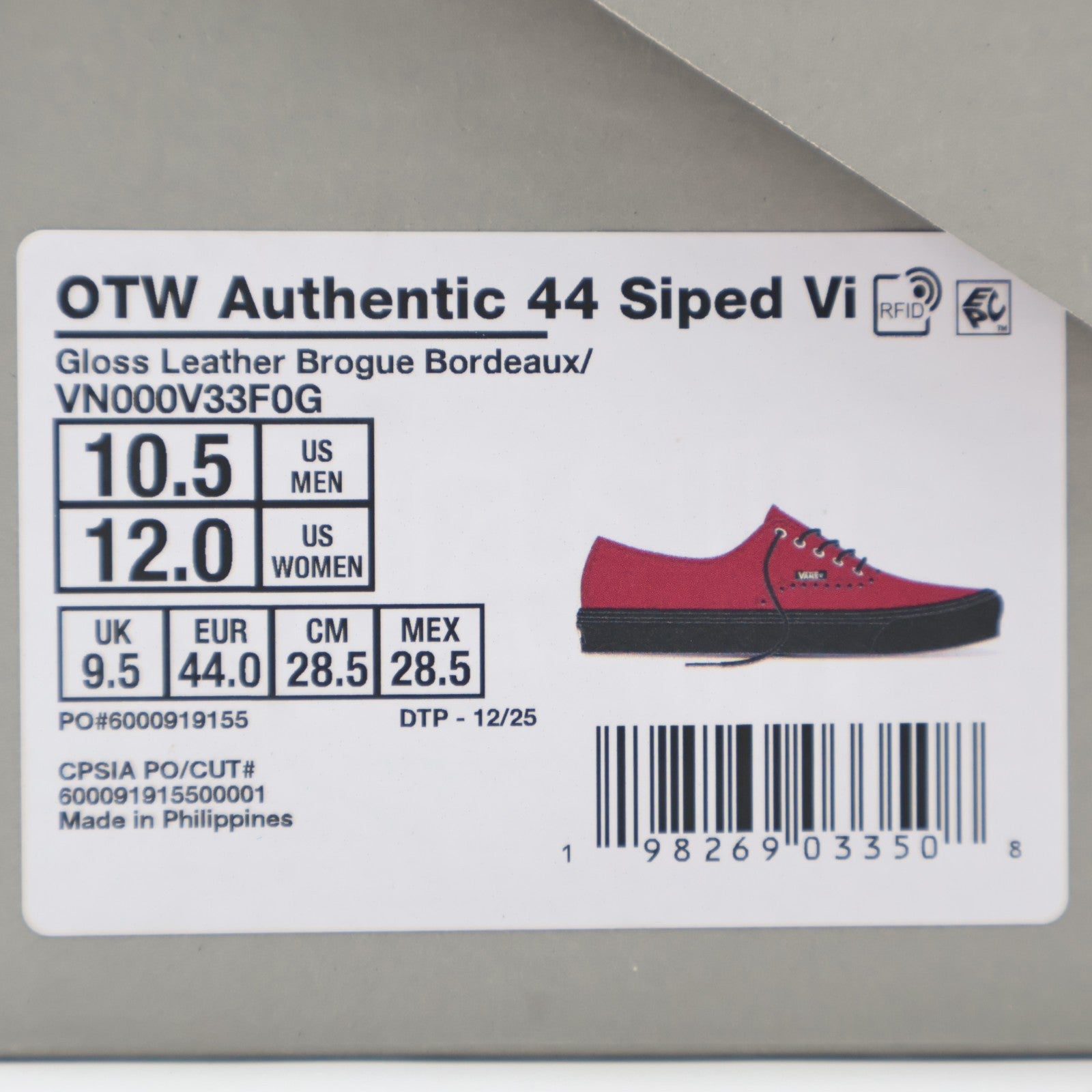 VN000V33F0G Vans OTW AUTHENTIC 44 SIPED VIBRAM GLOSS LEATHER BROGUE (Men's)