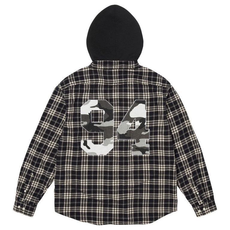 Supreme Applique Hooded Flannel Shirt Black