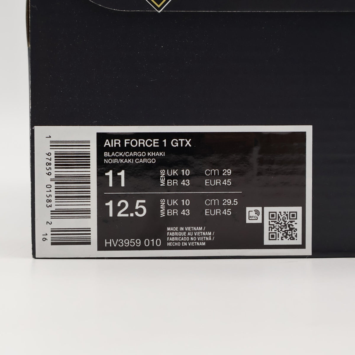 HV3959-010 Nike Air Force 1 Low GORE-TEX Black Cargo Khaki (Men's)