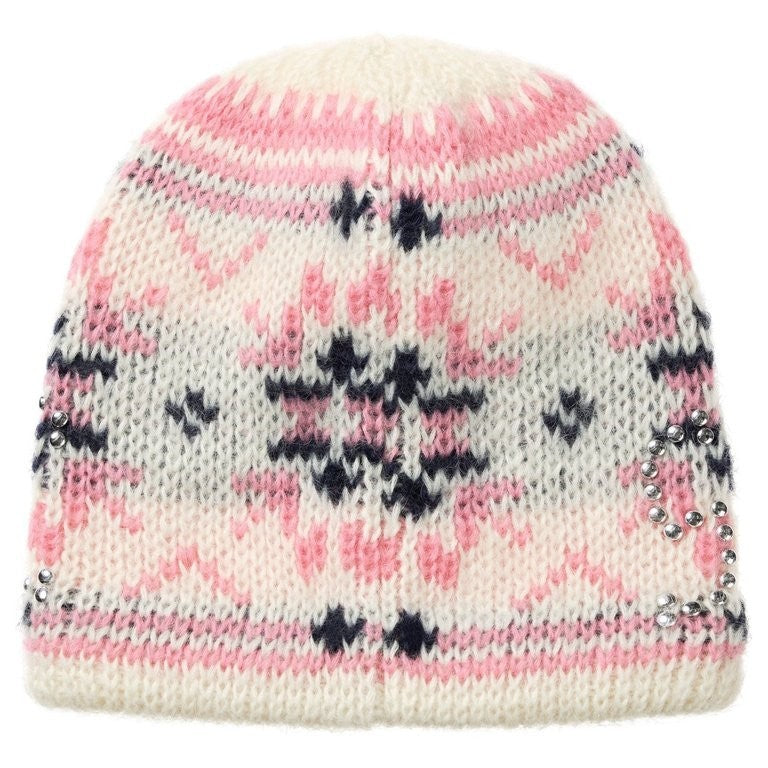 Supreme Studded Fair Isle Beanie Cream