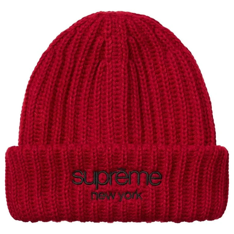 Supreme Classic Logo Chunky Ribbed Beanie Red