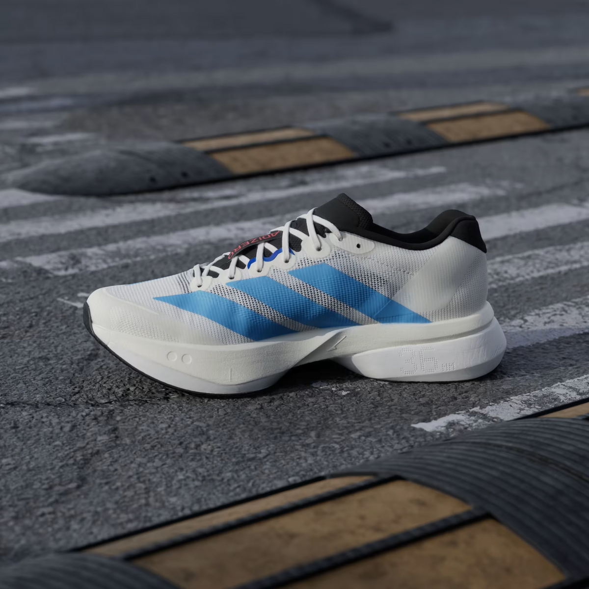 KK4992 adidas Adizero Boston 13 "Off White/Light Blue/Gold Metallic" (Men's)