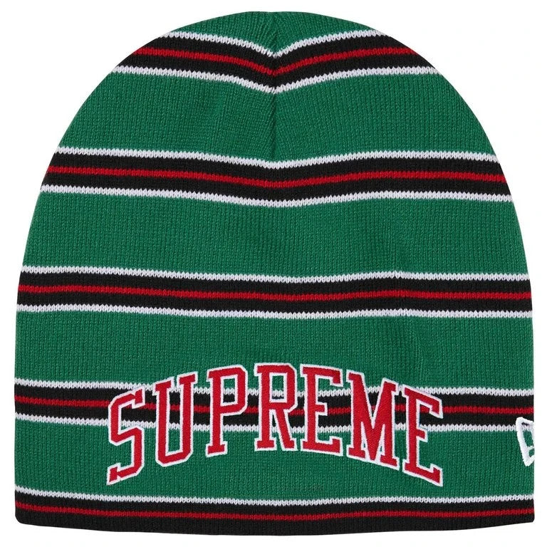 Supreme New Era Stripe Beanie Green