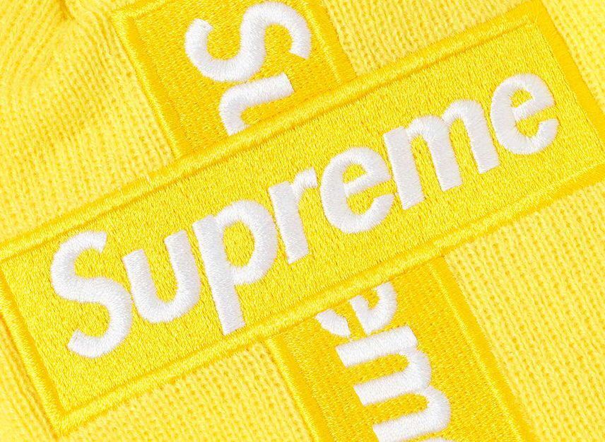 Supreme New Era Cross Box Logo Beanie Yellow