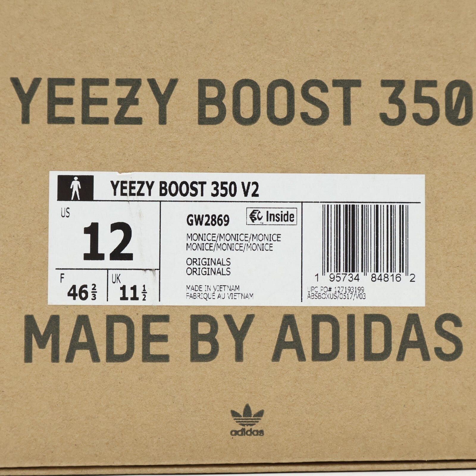 GW2869 Adidas Yeezy Boost 350 V2 Mono Ice Light Crystal Blue White Beige Aqua