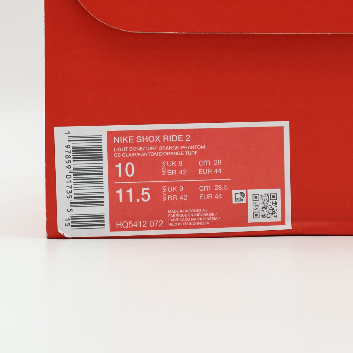 HQ5412-072 Nike Shox Ride 2 Light Bone Turf Orange Phantom (Men's)