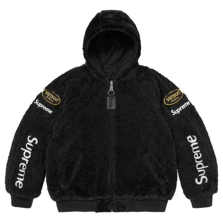 Supreme x Vanson Leathers Reversible Quilted Hooded Jacket Black
