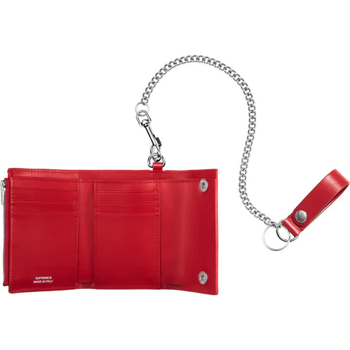Supreme Leather Chain Wallet Red