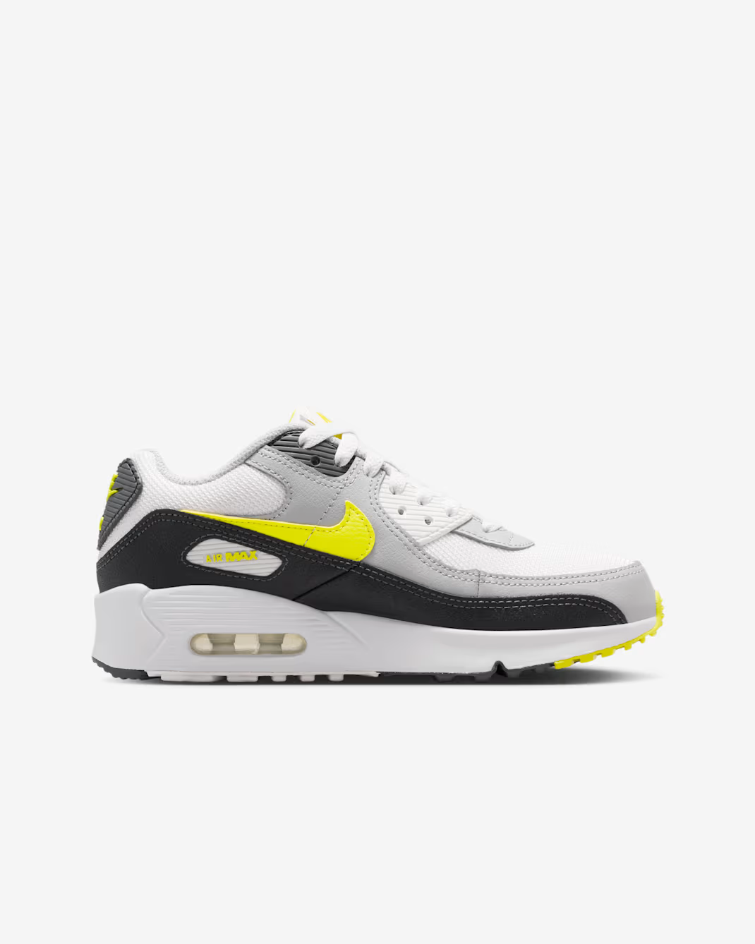 IQ0098-100 Nike GS Air Max 90 Off White Dark Smoke Grey Light Smoke Grey Sonic