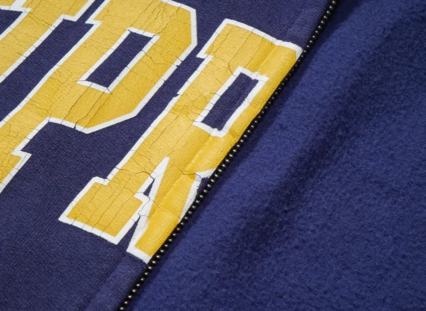 Supreme Cracked Raglan Zip Up Hooded Sweatshirt "Washed Navy"