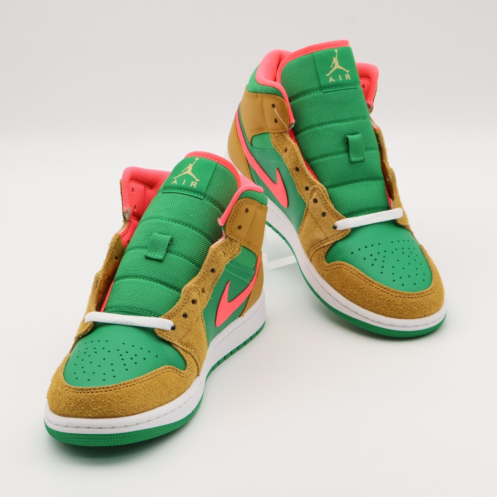 DX4332-700 Nike Air Jordan 1 Mid Wheat Water Melon Chutney Lucky Green (Men's)