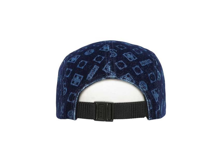 Supreme Flocked Denim Camp Cap Blue