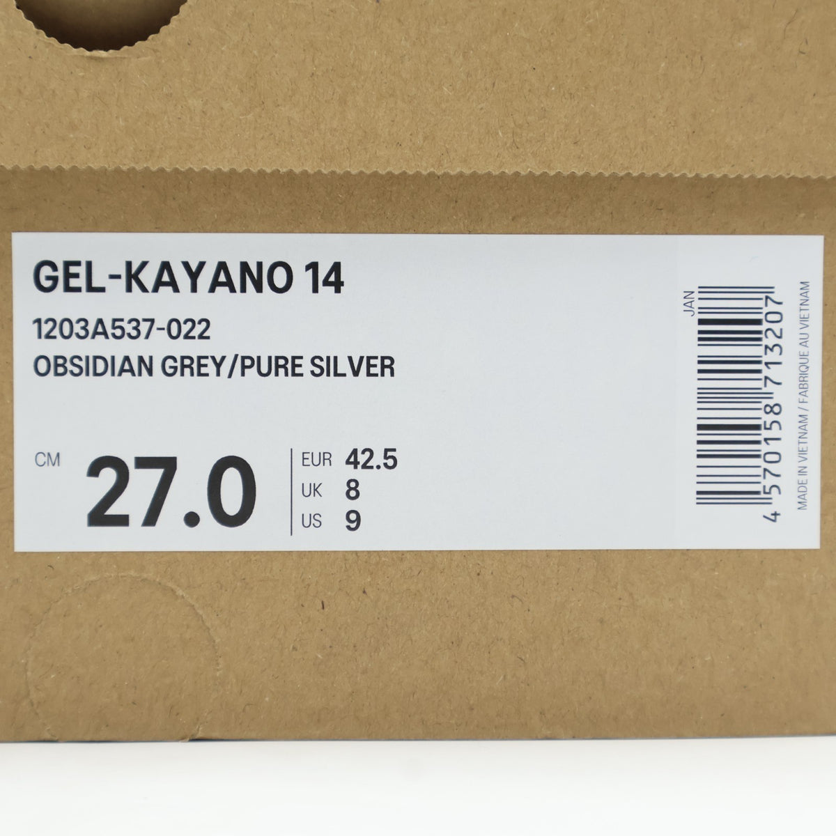 1203A537-022 Asics Gel-Kayano 14 Obsidian Grey Pure Silver (Men's)