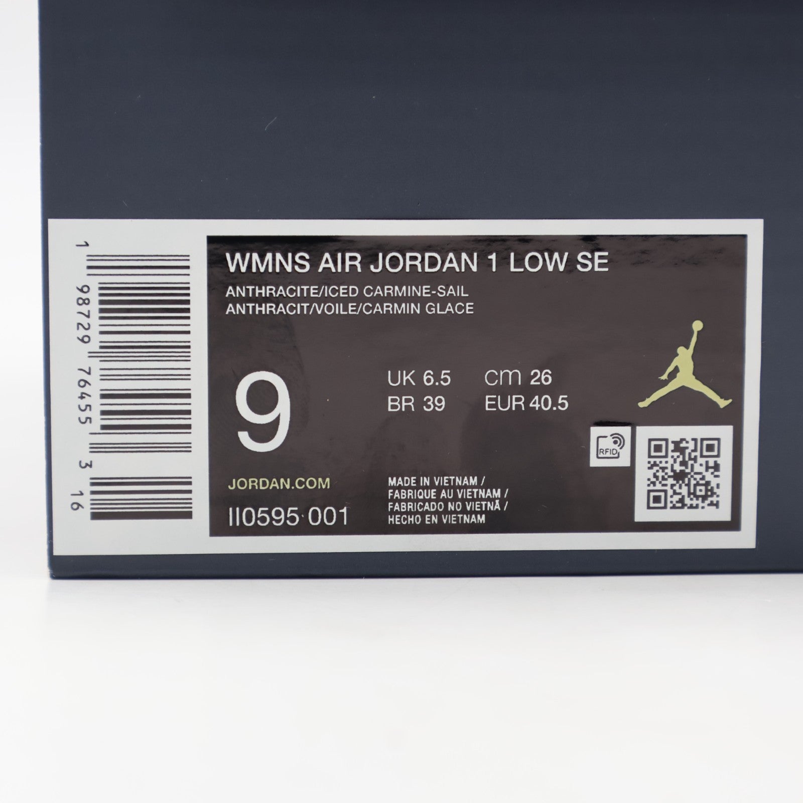 II0595-001 Nike Air Jordan 1 Low SE Anthracite/Iced Carmine (Women's)