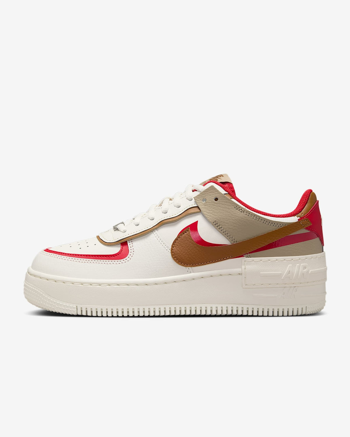 HQ3400-030 Nike Air Force 1 Shadow Phantom Fire Red Khaki Light (Women's )