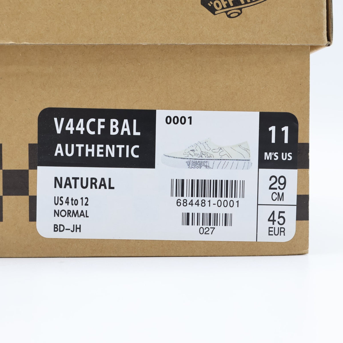 684481-0001 Bal Vans Authentic Natural Off White Line Drawing (Men's)