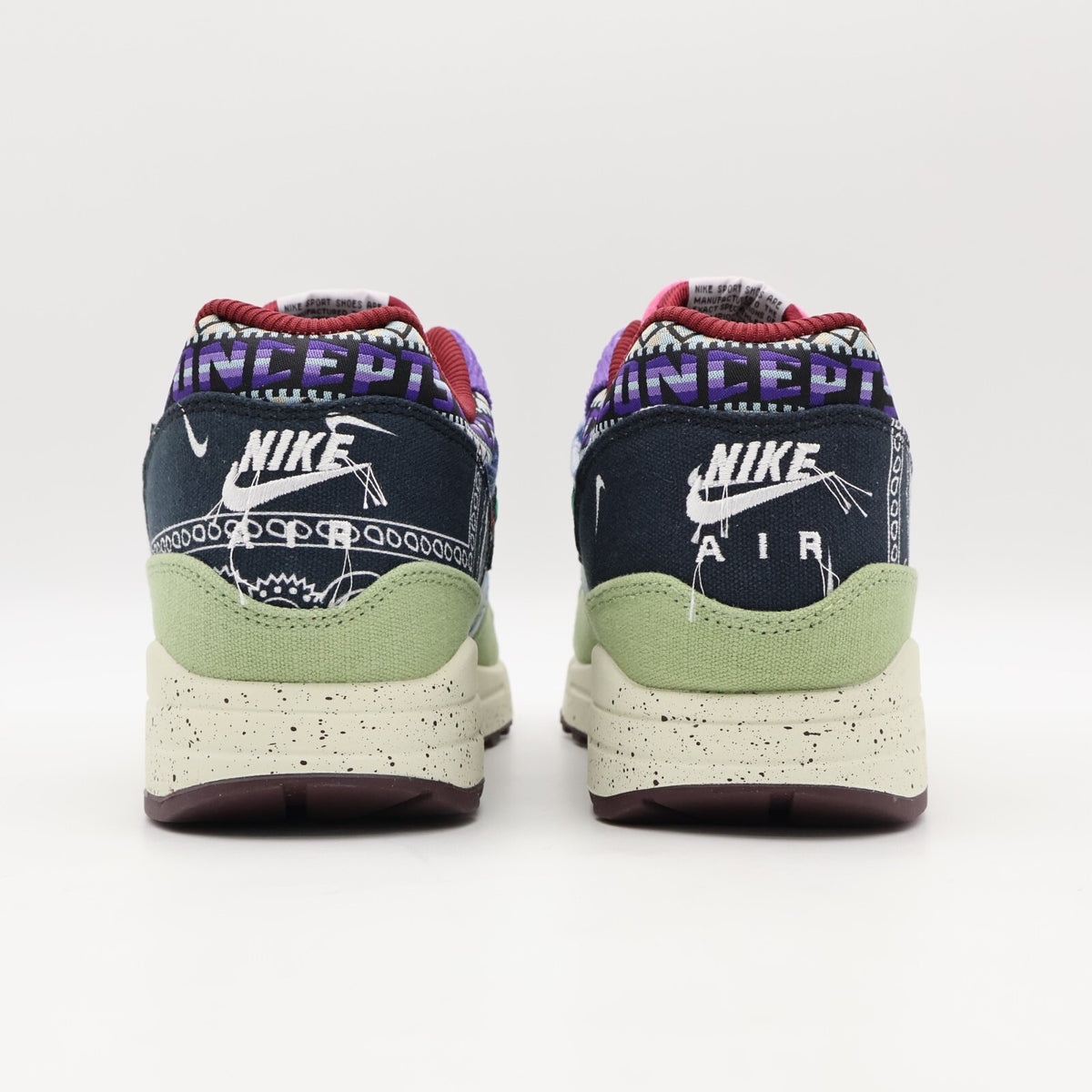 DN1803-300 Concepts Nike Air Max 1 Mellow Oil Green Black Team Red Sail (Men's)