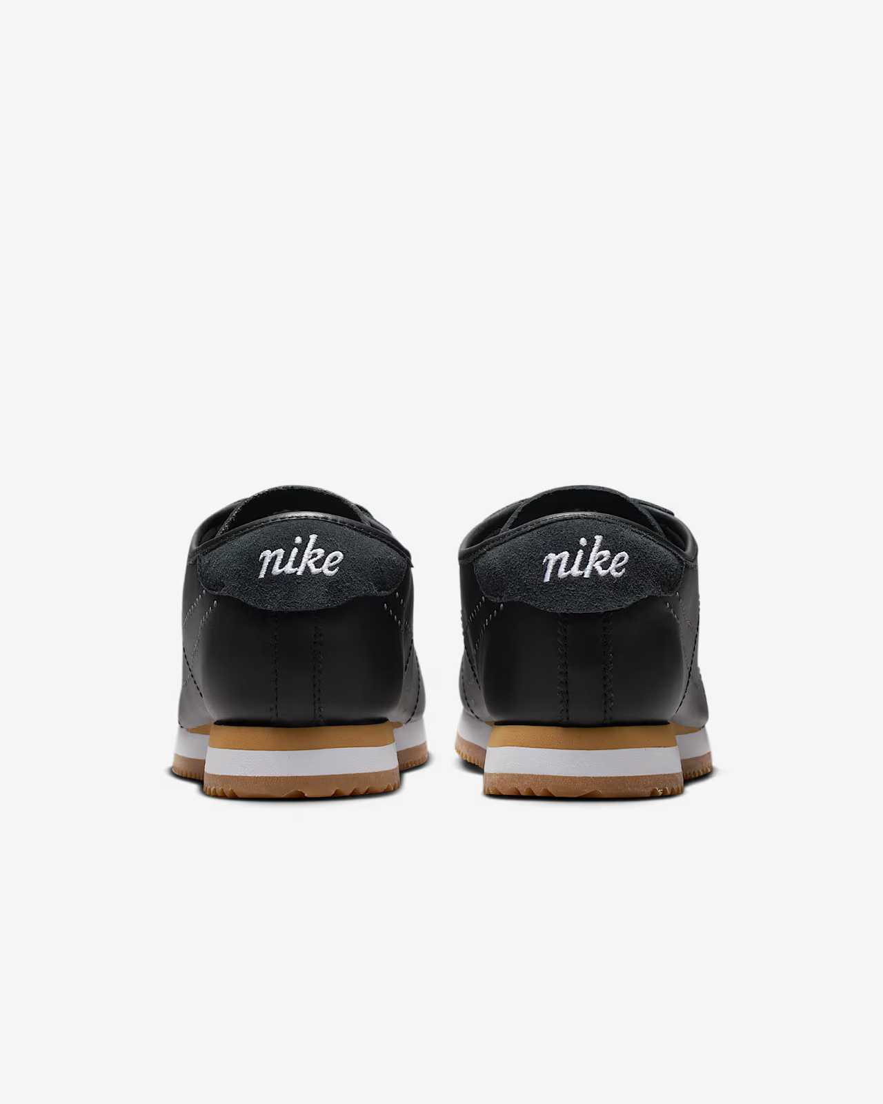 HQ1841-002 Nike Cortez Leather Black White Gum Perforated Swoosh (Women's)