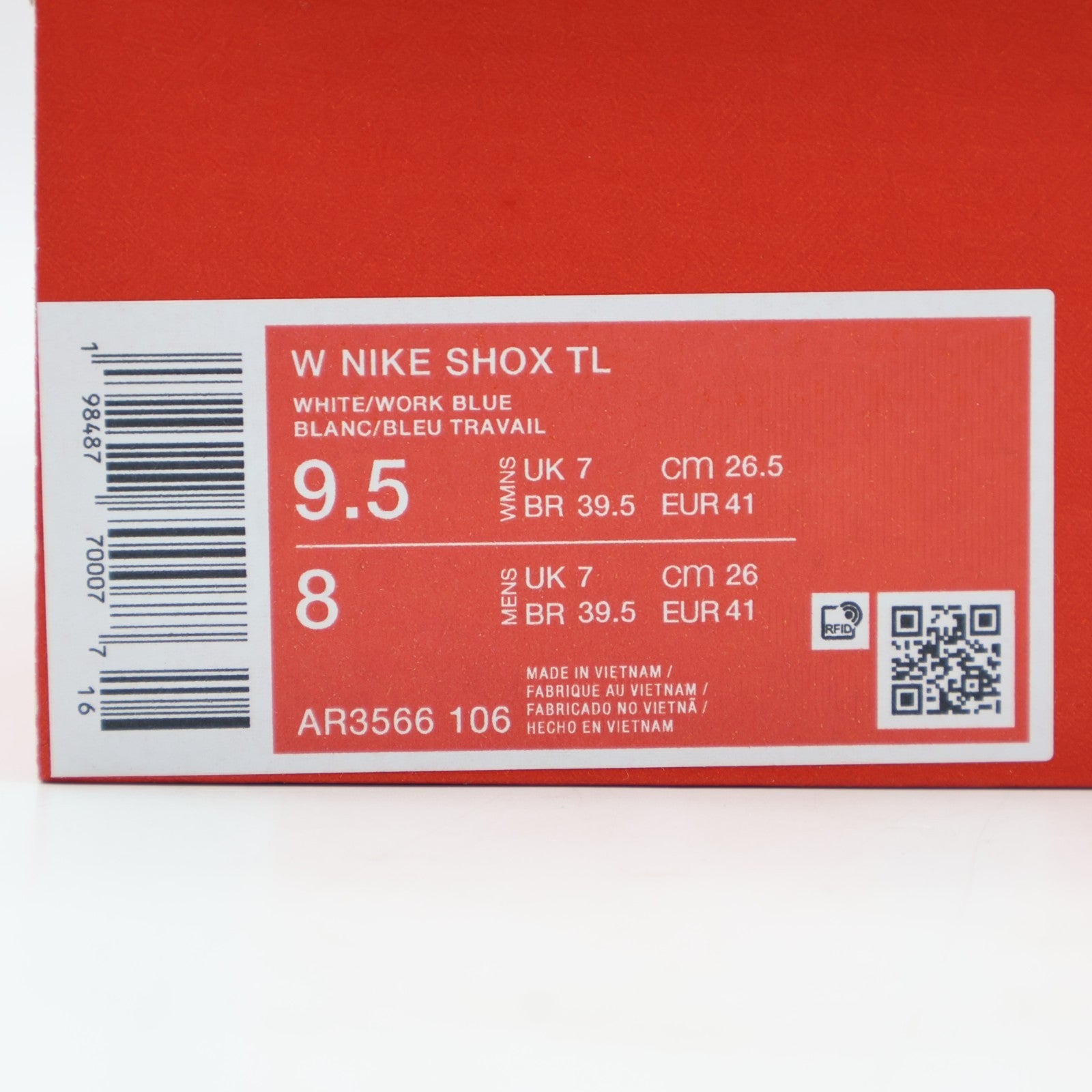 AR3566-106 Nike Shox TL White Work Blue (Women's)
