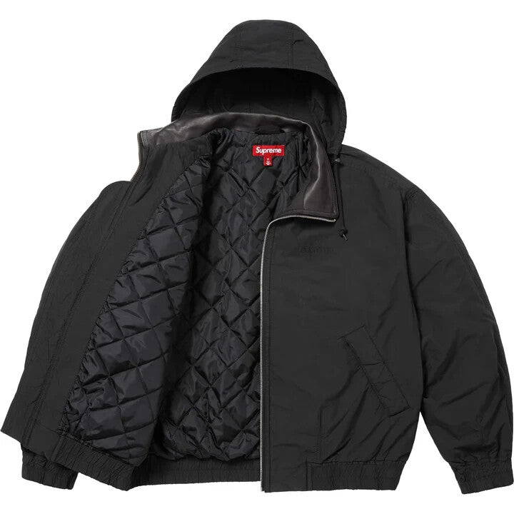 Supreme Leather Collar Utility Jacket Black