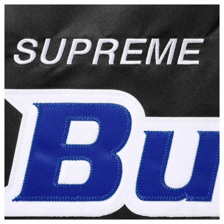 Supreme Mitchell Ness Teams Hooded Satin Varsity Jacket Black