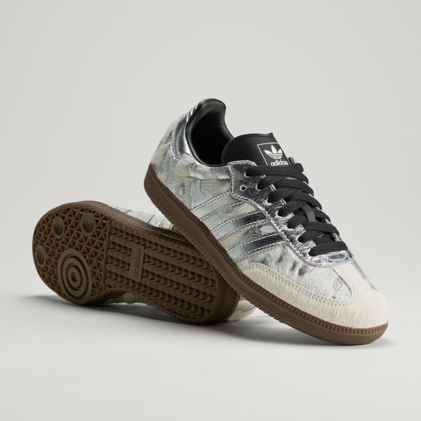 KJ2314 adidas Samba OG Pony Hair "Cream White/Silver Metallic" (Women's)