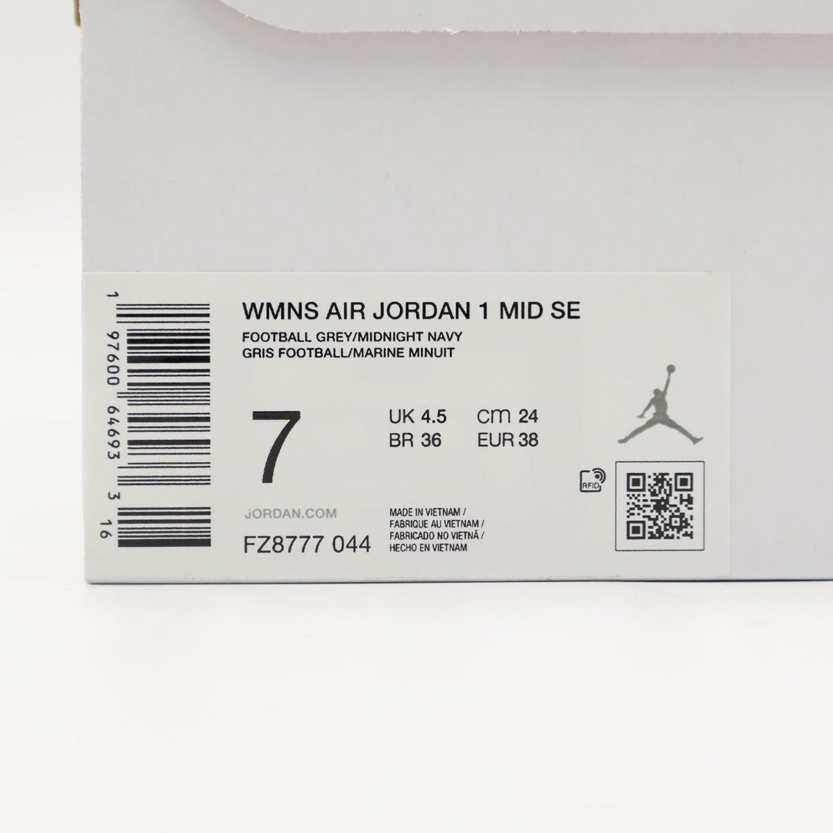 FZ8777-044 Nike Air Jordan 1 Mid Football Grey Mid Night Navy (Women's)