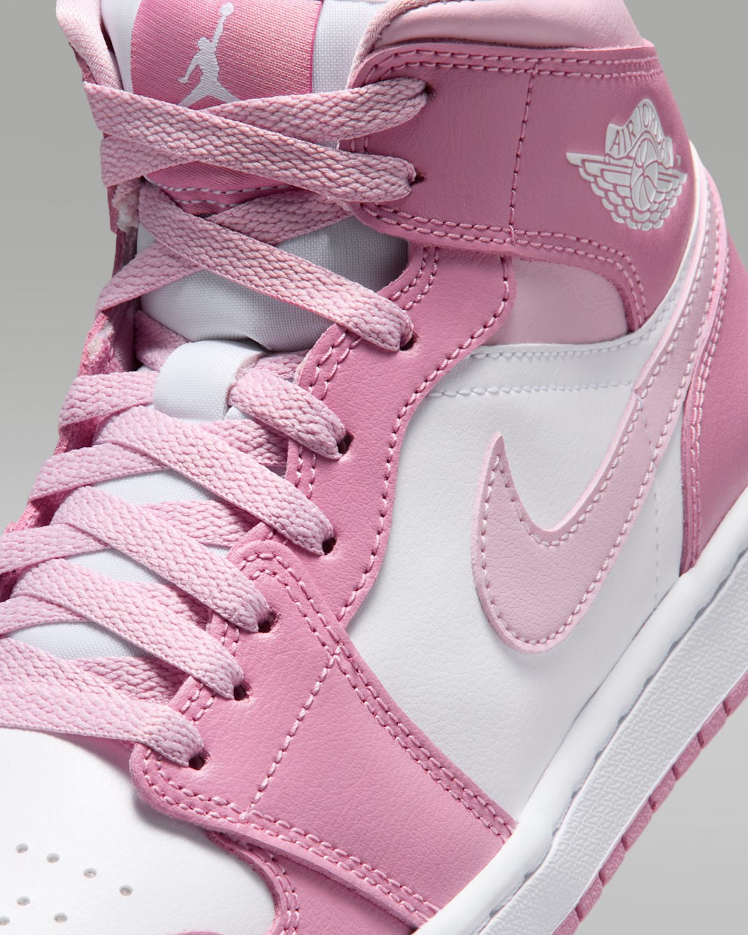 BQ6472-605 Nike Women's Air Jordan 1 Mid Elemental PinkIced Carmine (Women's)