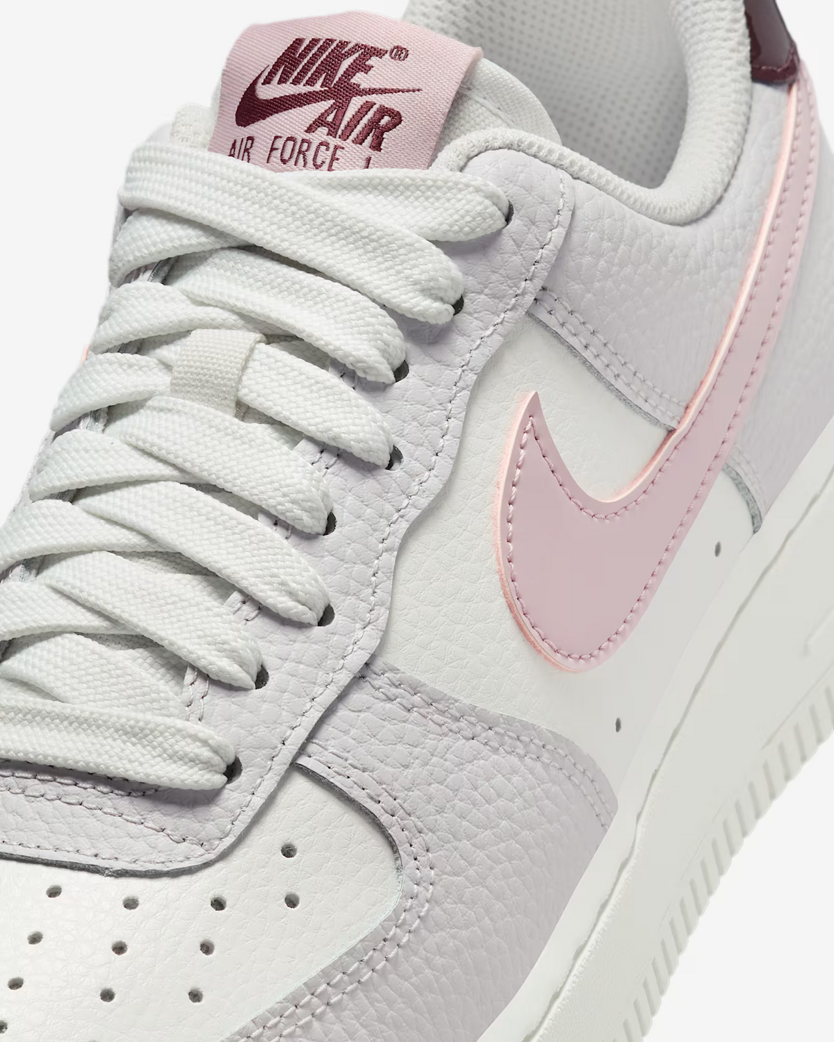 IM6024-121 Nike Air Force 1 '07 Summit White Vast Grey Burgundy Crush (Women's)