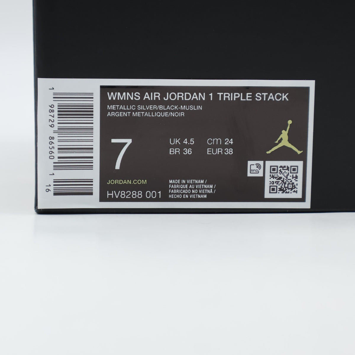 HV8288-001 Nike Air Jordan 1 Triple Stack "Metallic Silver/Black" (Women's)