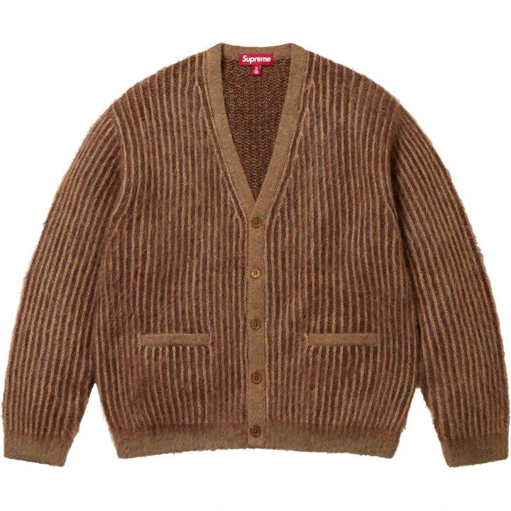 Supreme 2-Tone Mohair Cardigan Light Brown
