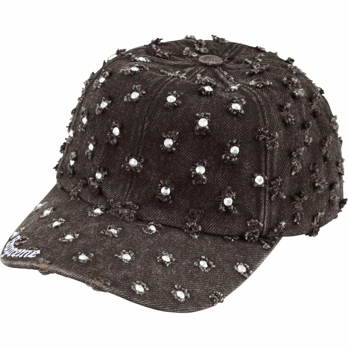 Supreme Hole Punch Rhinestone Denim 6-Panel Black