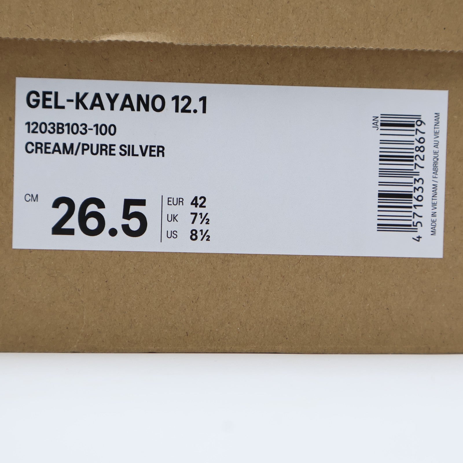 1203B103-100 Lapstone & Hammer Ã Asics Gel-Kayano 12.1 Cream Pure SIlver (Men's)