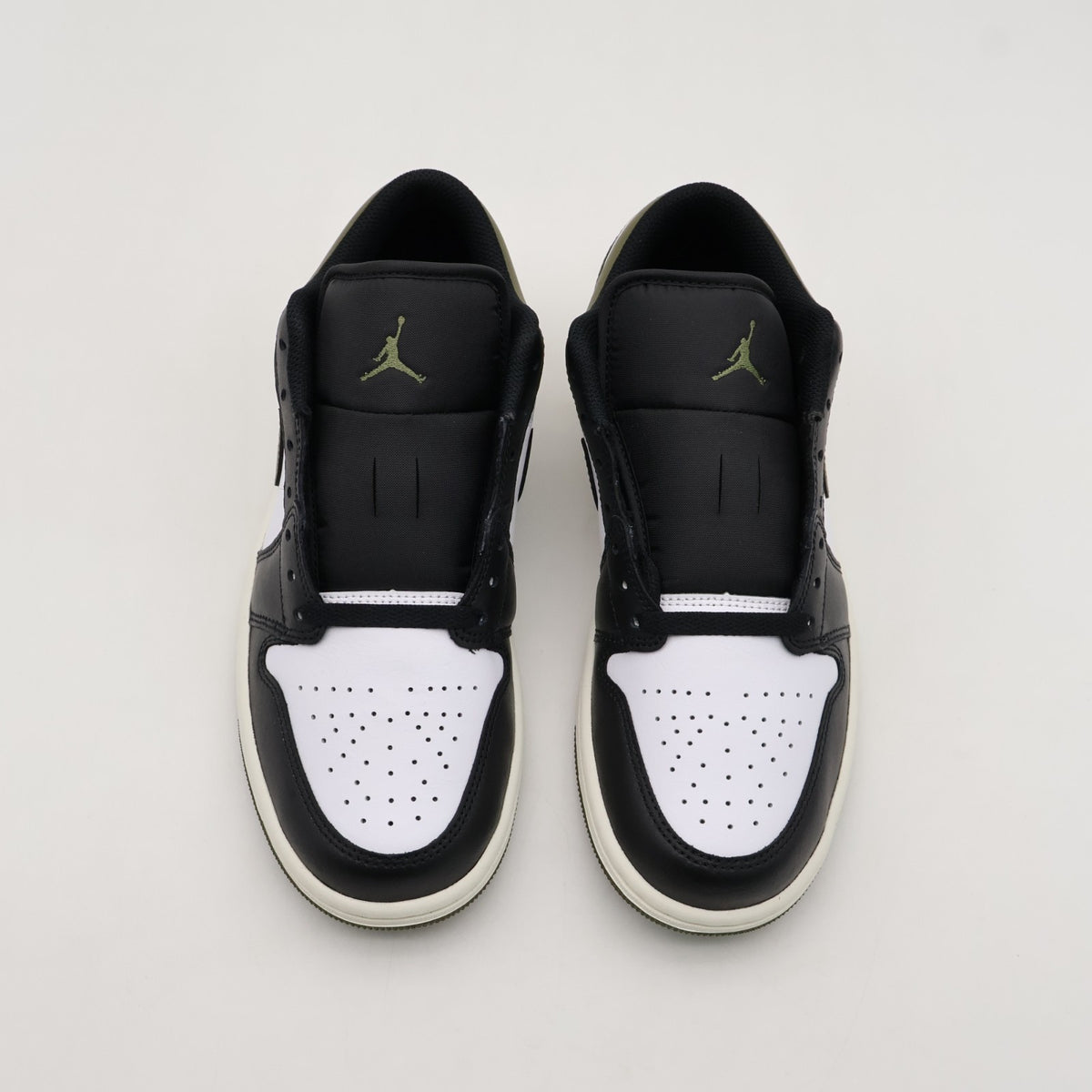 553558-092 Nike Air Jordan 1 Low Black Medium Olive White (Men's)