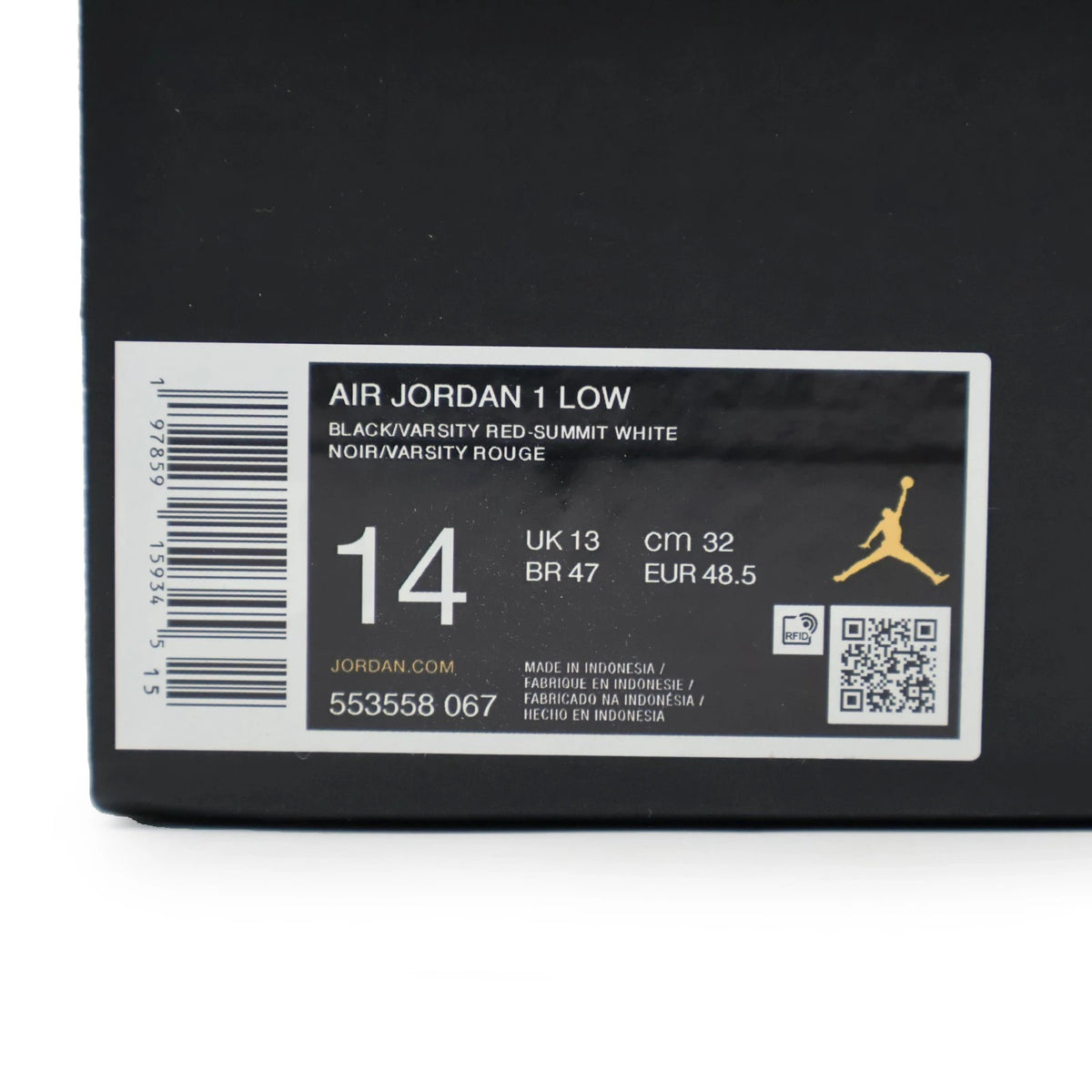 553558-067 Nike Air Jordan 1 Low Bred (Men's)