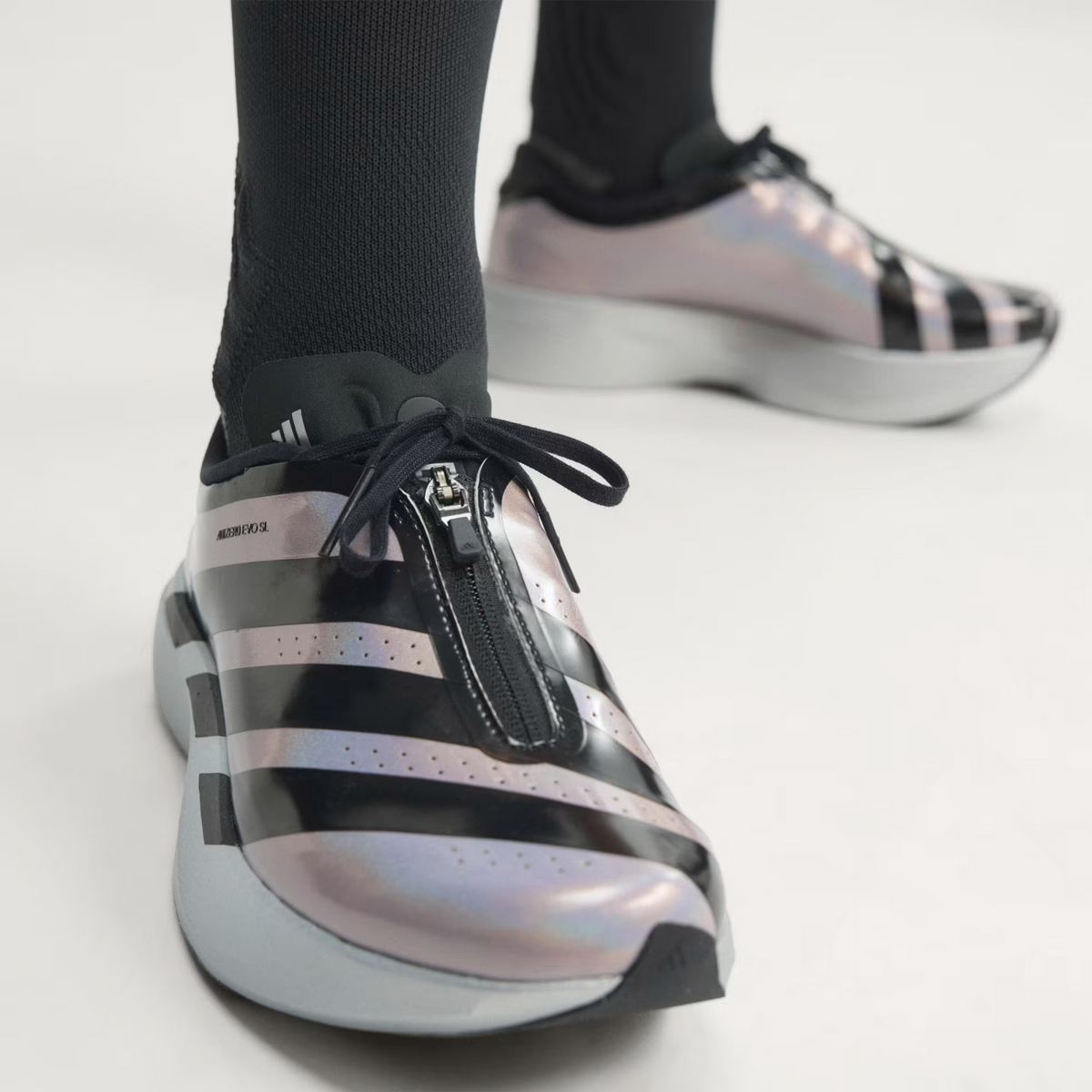 KH7788 adidas Adizero Evo SL Zip "Silver Metallic/Black" (Women's)