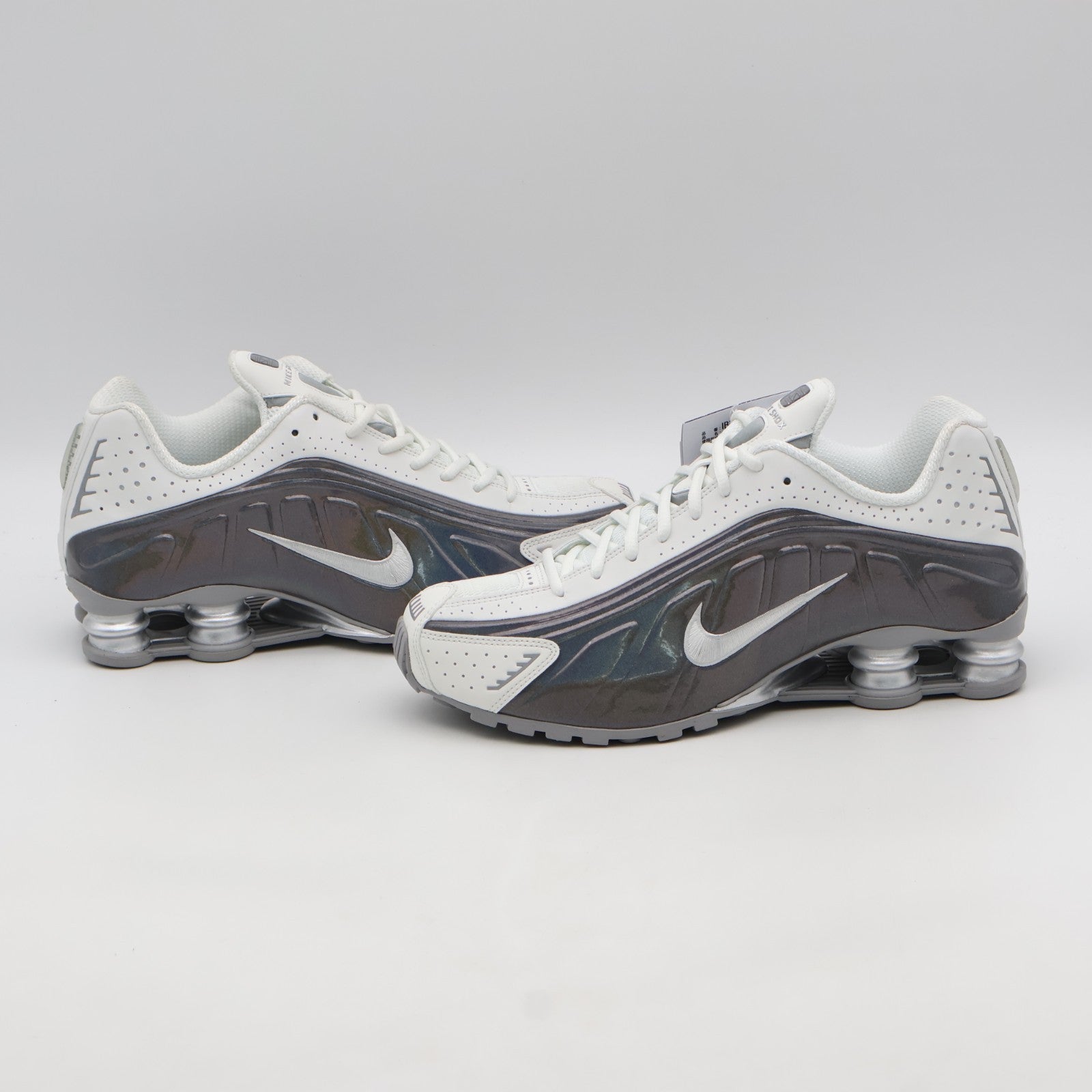 IB7703-100 Nike Shox R4 Summit White and Metallic Silver (Women's)