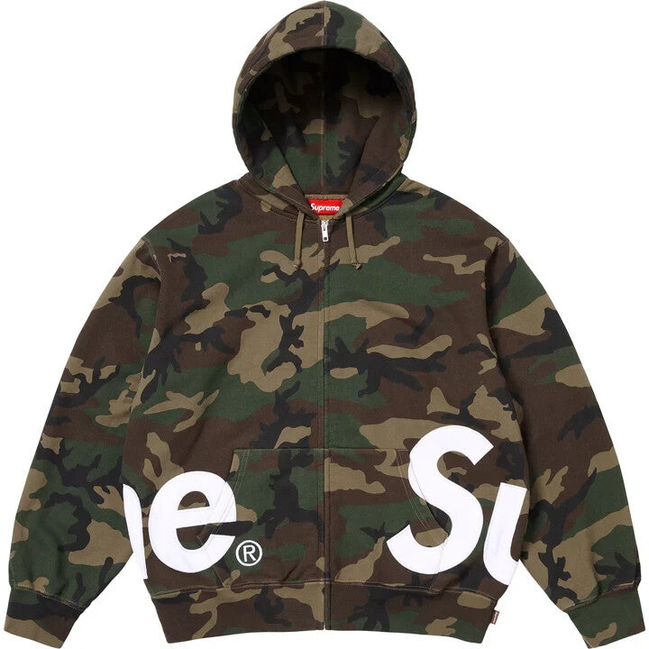 Supreme Big Logo Zip Up Hooded Sweatshirt Woodland Camo