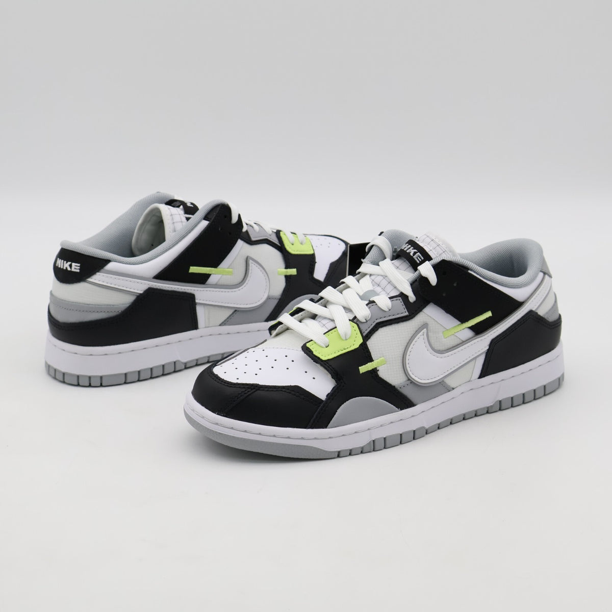 DC9723-001 Nike Dunk Low Scrap Wolf Gray Light Lemon Twist Black White Grey