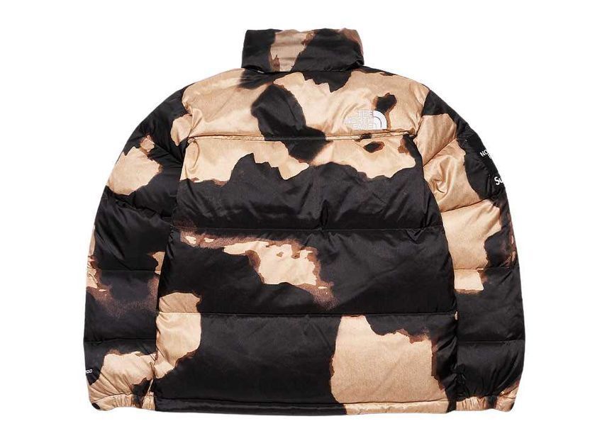 Supreme The North Face Bleached Denim Print Nuptse Jacket Black