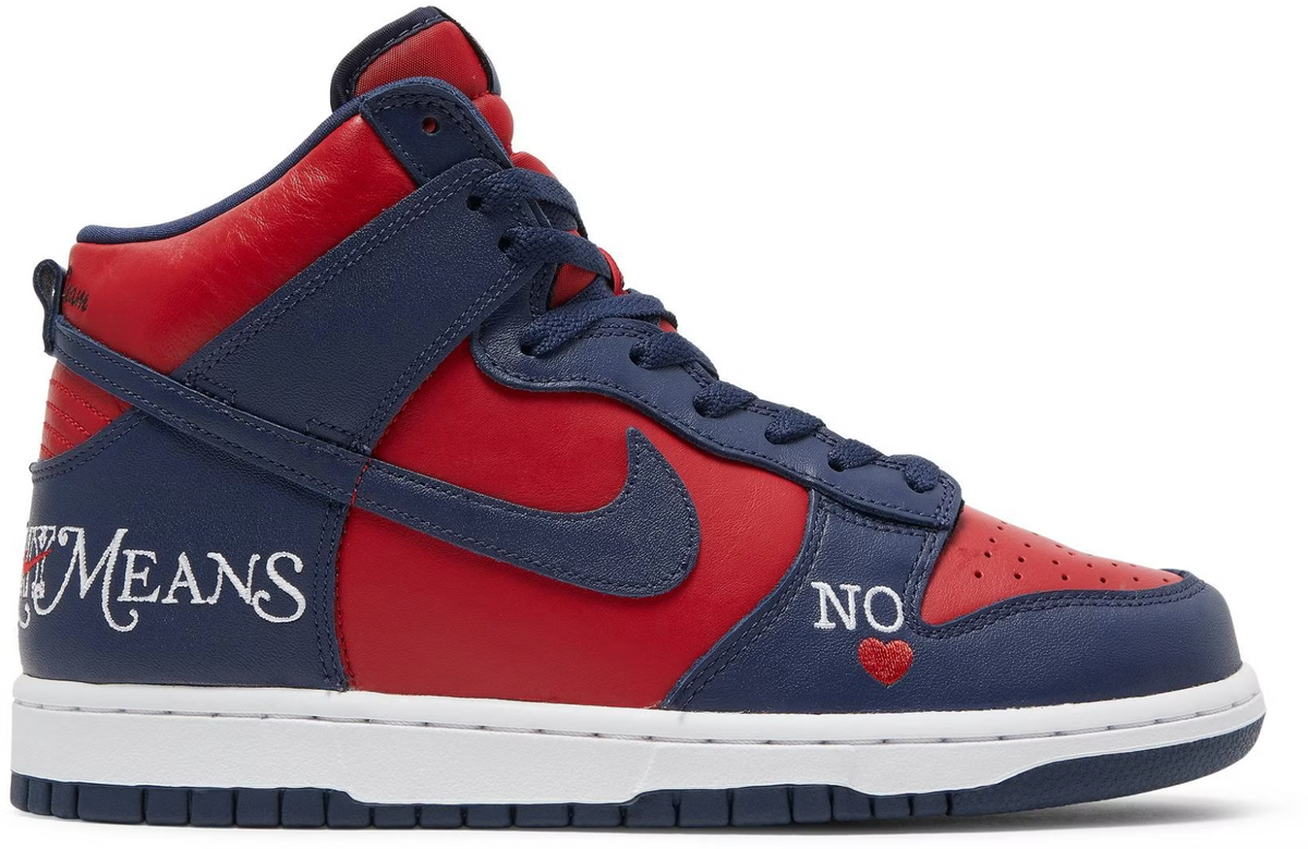 DN3741-600 Supreme Ã Nike SB Dunk High By Any Means "Red/Navy-White" (Men's)