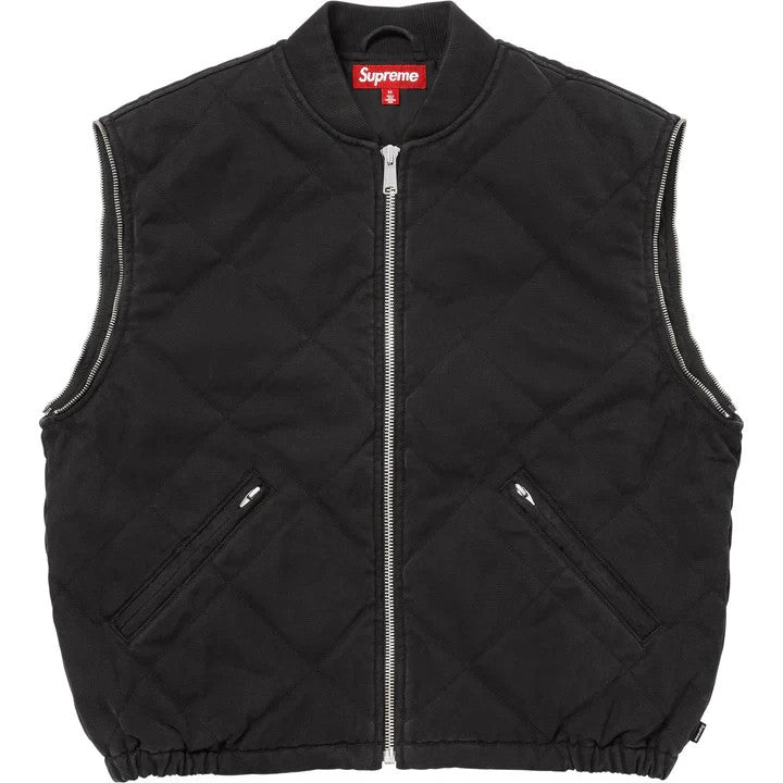 Supreme Zip-Off Sleeve Quilted Bomber Jacket Black