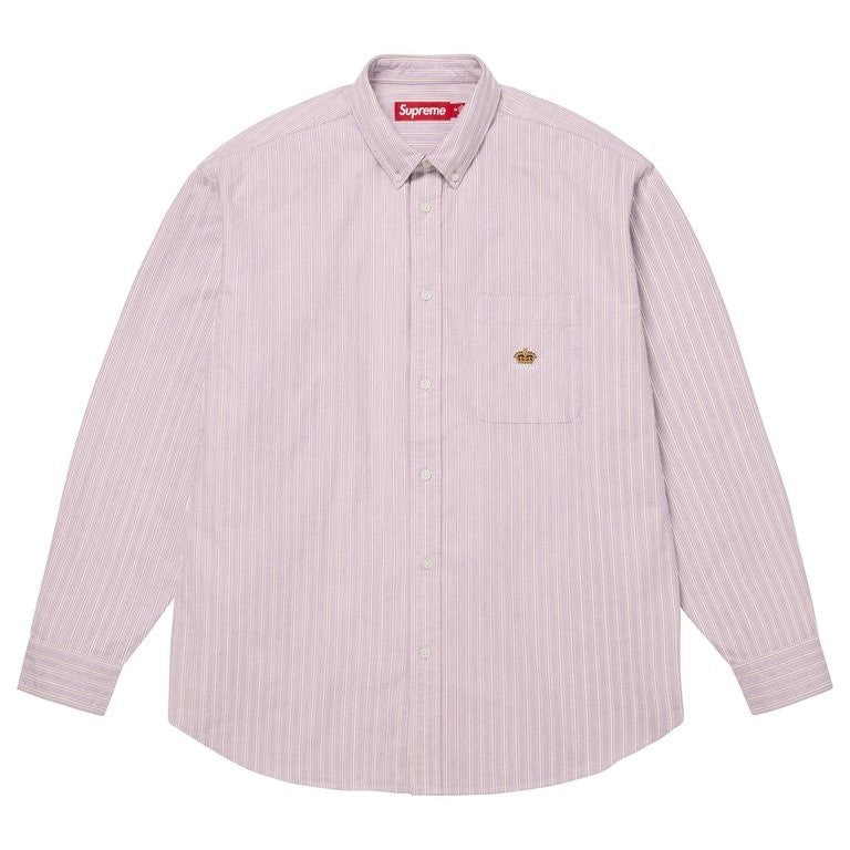 Supreme Loose Fit Flannel Oxford Shirt Lavender Stripe (26FW)