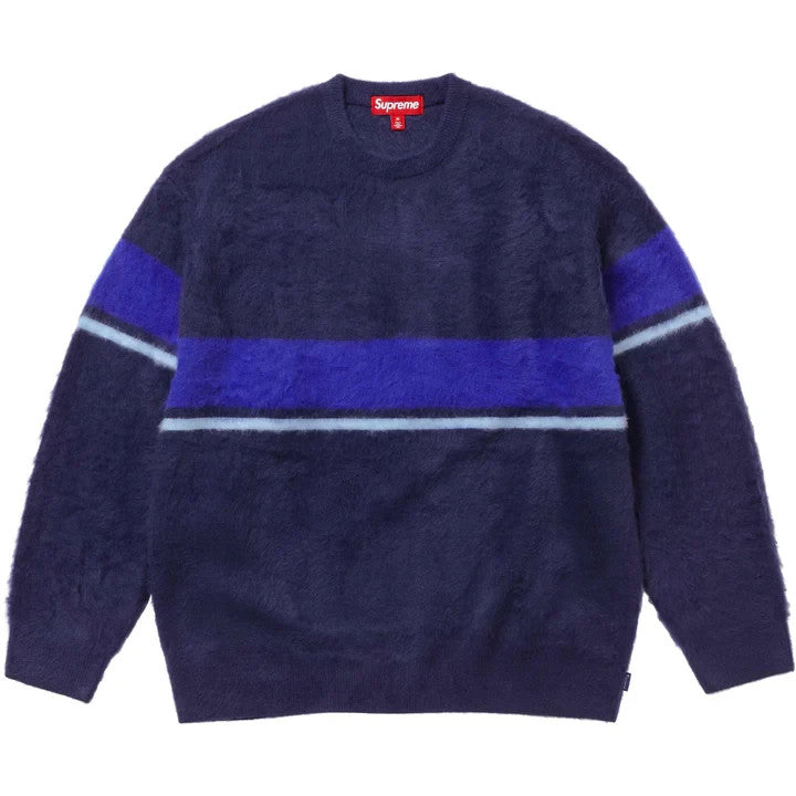 Supreme Brushed Stripe Sweater Navy