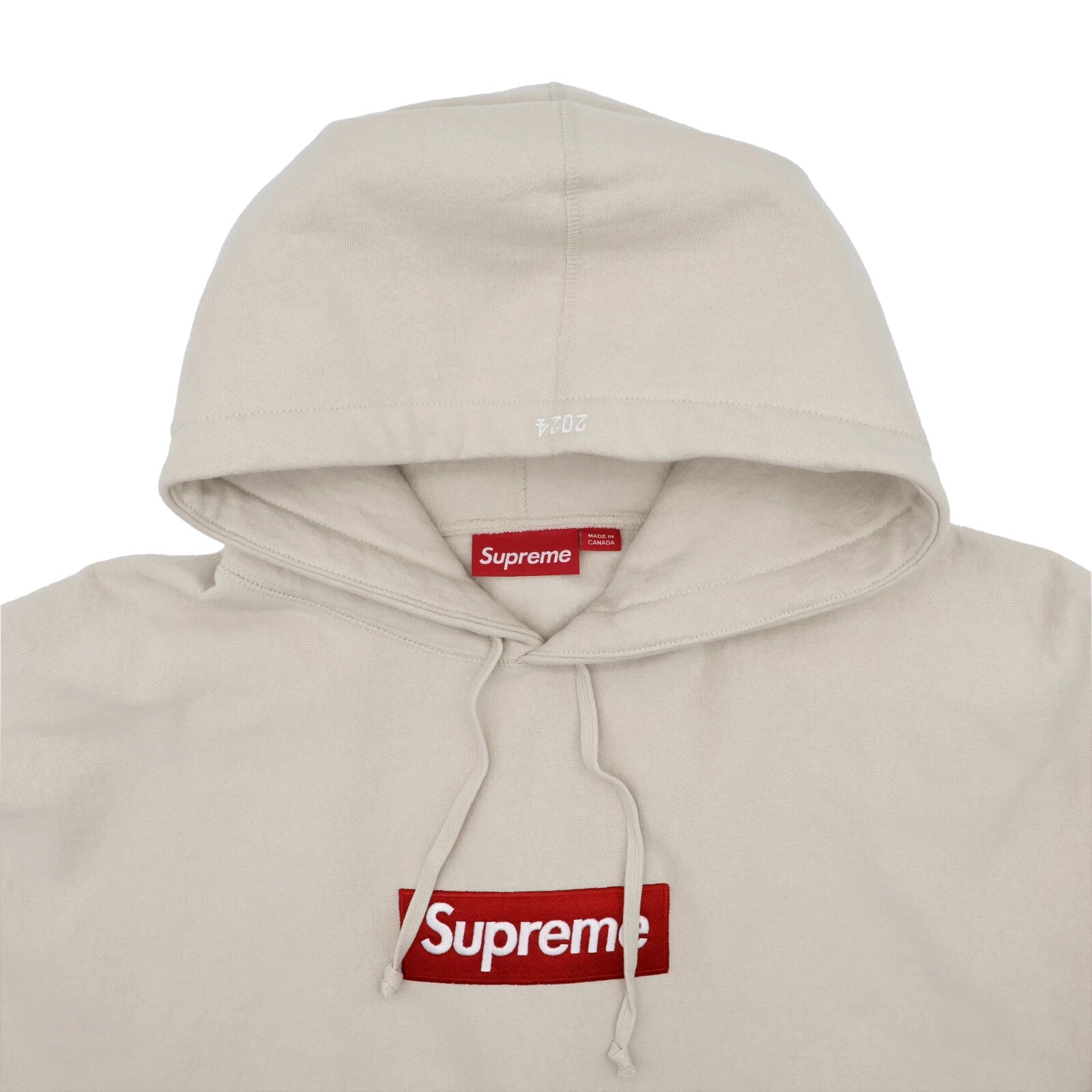 Supreme Box Logo Hooded Sweatshirt Stone Hoodie White 24FW